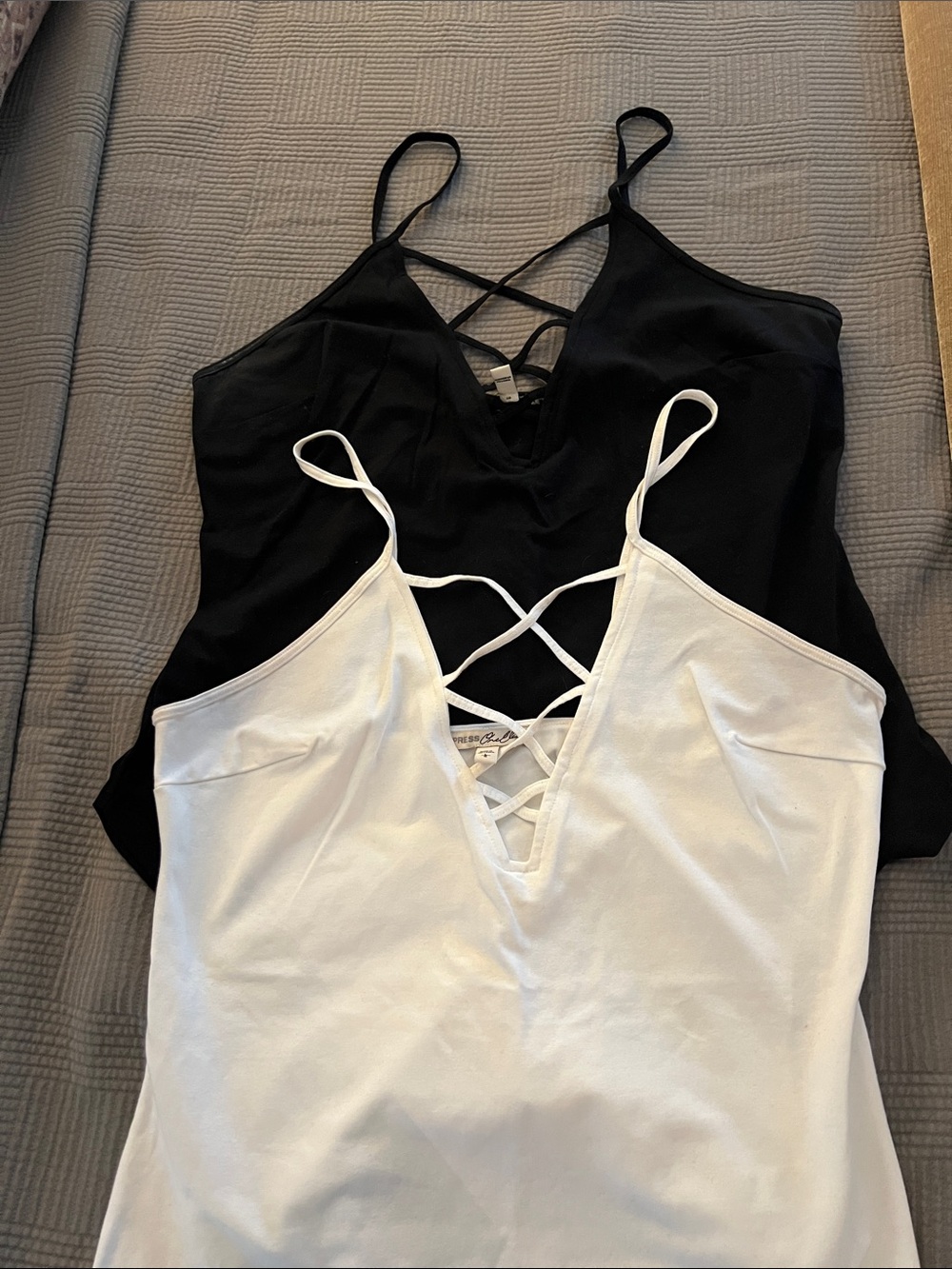 Express Crisscross V-Neck Camisoles - Black & White